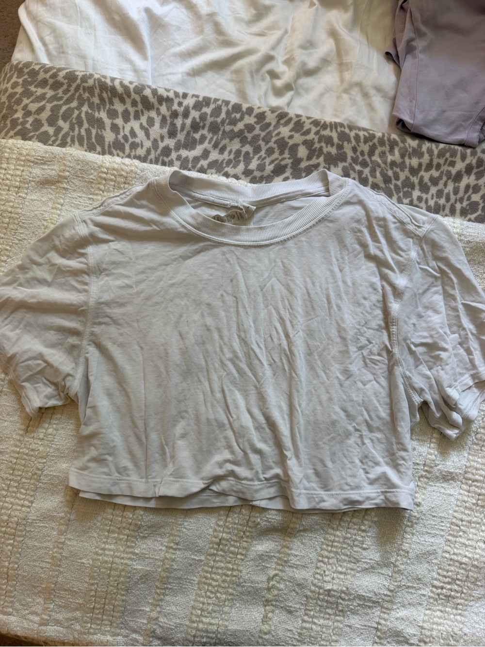 lululemon athletica White Cropped Crew Tee